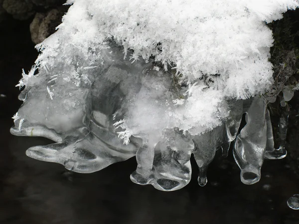 Icicles above water — Stock Photo, Image