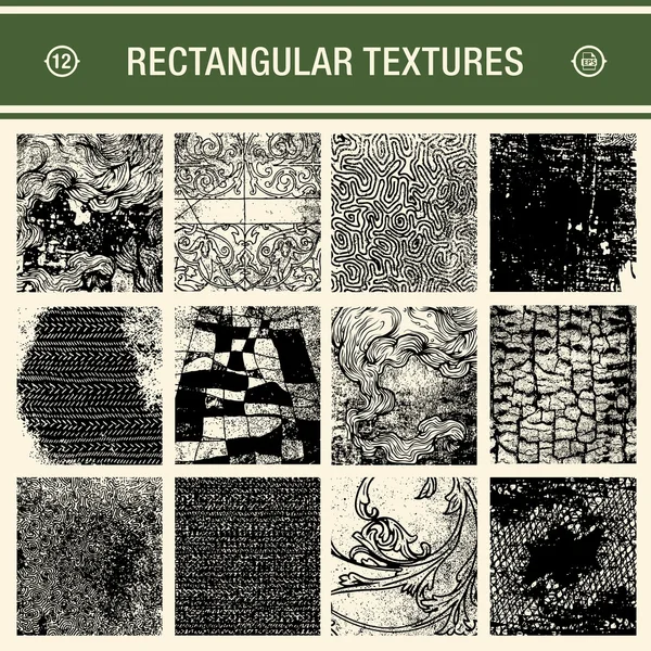 Set of 12 detailed grunge textures — Stock Vector