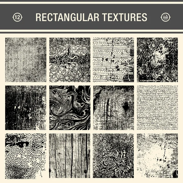 Set of 12 detailed grunge textures — Stock Vector