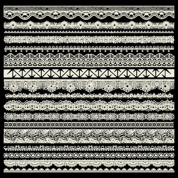 Vector set of lace trims — Stock Vector