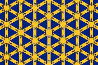 Barbados bayrağının renklerinde basit geometrik desen