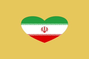 Kalp şeklinde İran bayrağı. Arkaplanda izole.