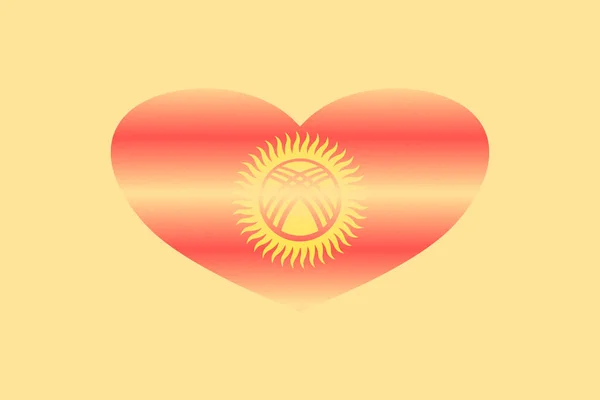 Bandeira Abstrata Quirguistão Forma Coração Grunge Fundo Pastel Grão — Fotografia de Stock