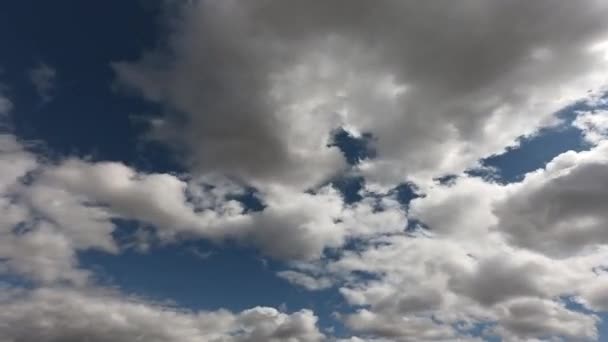 Duże Chmury Cumulus Błękitnym Letnim Niebie Czas Ucieka Chmurne Niebo — Wideo stockowe