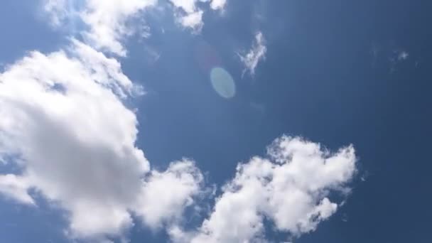 Low Angle View Timelapse Beautiful Sunny Blue Sky White Cumulus — Stock Video