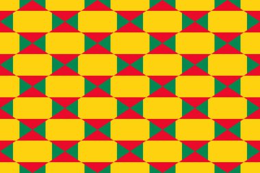 Benin bayrağının renklerinde basit geometrik desen