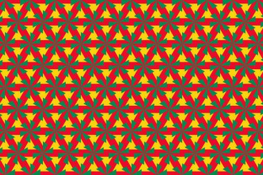 Benin bayrağının renklerinde basit geometrik desen