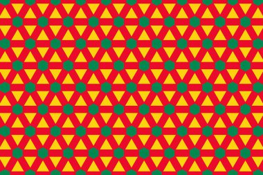 Benin bayrağının renklerinde basit geometrik desen