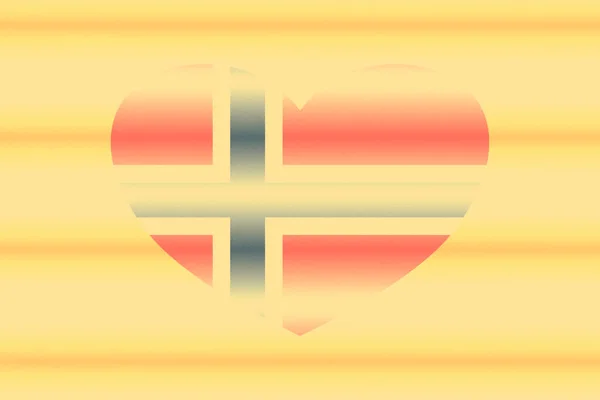 Abstract flag of Norway in grunge heart shaped. Pastel background. Grain.