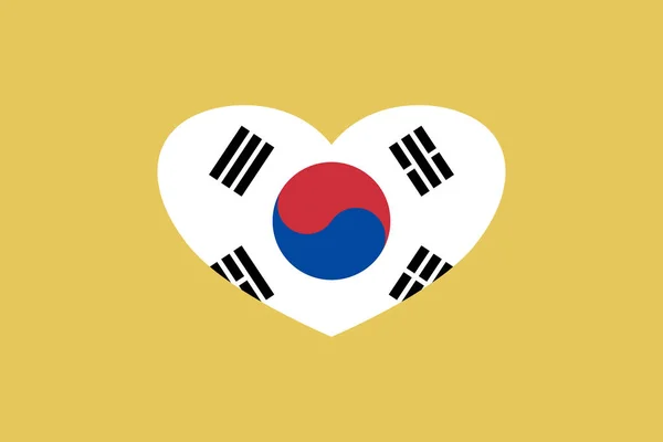 Bandera Corea Del Sur Forma Corazón Aislado Sobre Fondo —  Fotos de Stock