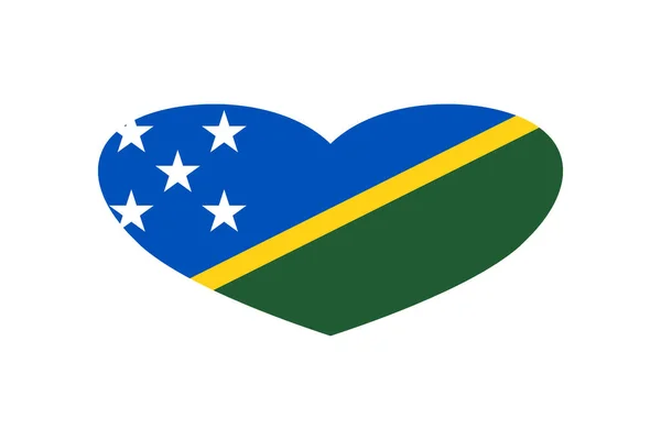 Bandeira Das Ilhas Salomão Forma Coração Isolado Sobre Fundo Branco — Fotografia de Stock
