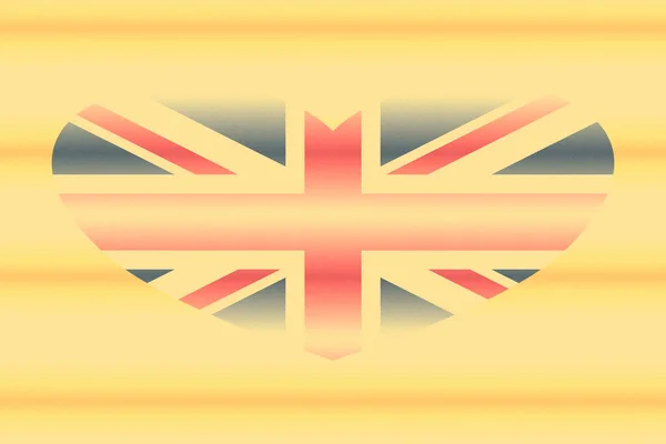 Abstrakcyjna Flaga Wielkiej Brytanii Kształcie Serca Grunge Pastelowe Tło Ziarno — Zdjęcie stockowe