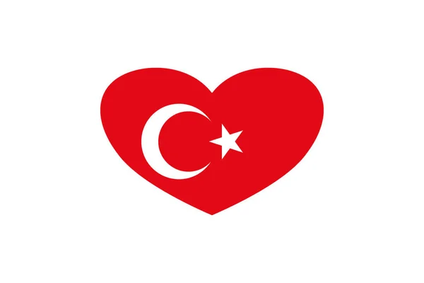 土耳其国旗呈心形 被白色背景隔离 — 图库照片