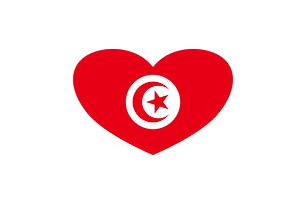 Kalp Şeklinde Tunus Bayrağı Beyaz Bir Arkaplanda Izole Edilmiş — Stok fotoğraf
