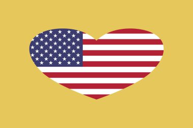Kalp şeklinde Amerikan bayrağı. Arkaplanda izole.