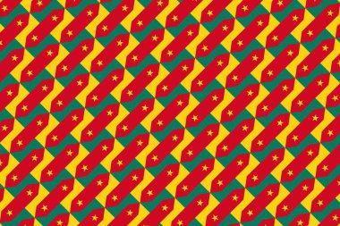 Kamerun ulusal bayrağının renklerinde basit geometrik desen