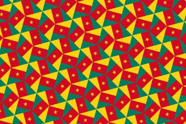 Kamerun ulusal bayrağının renklerinde basit geometrik desen