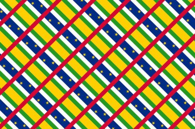 Orta Afrika Cumhuriyeti bayrağının renklerinde basit geometrik desen