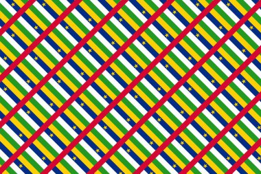 Orta Afrika Cumhuriyeti bayrağının renklerinde basit geometrik desen