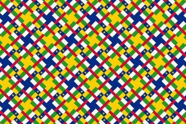 Orta Afrika Cumhuriyeti bayrağının renklerinde basit geometrik desen