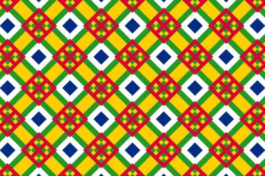 Orta Afrika Cumhuriyeti bayrağının renklerinde basit geometrik desen