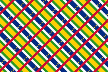Orta Afrika Cumhuriyeti bayrağının renklerinde basit geometrik desen