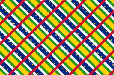 Orta Afrika Cumhuriyeti bayrağının renklerinde basit geometrik desen