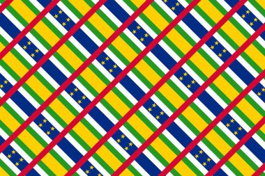Orta Afrika Cumhuriyeti bayrağının renklerinde basit geometrik desen