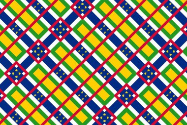 Orta Afrika Cumhuriyeti bayrağının renklerinde basit geometrik desen