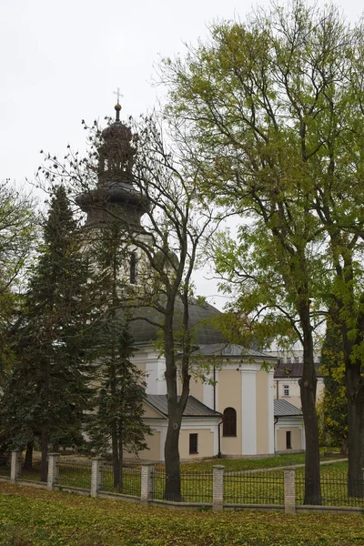 Костёл Святого Николая Замоске Старая Католическая Церковь Окружена Осенними Деревьями — стоковое фото