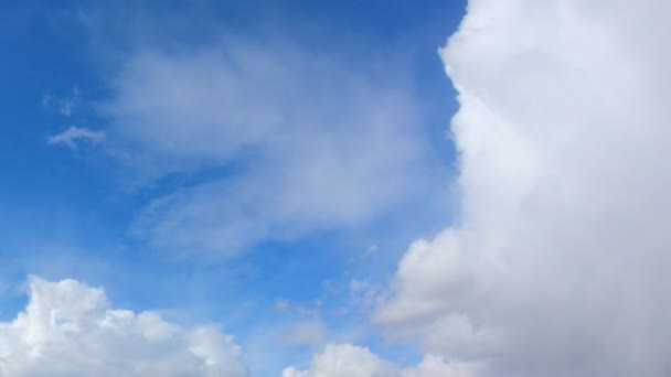 Täta Cumulusmoln Mot Den Klarblå Himlen Fint Väder Tidsbrist — Stockvideo