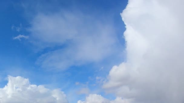Dichte Kumuluswolken Strahlend Blauen Himmel Schönes Wetter Zeitraffer — Stockvideo