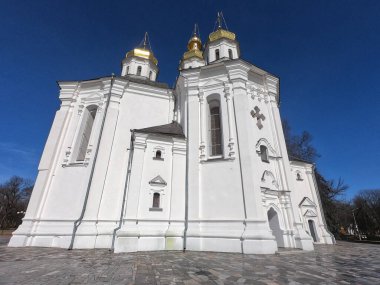 Chernihiv 'deki Catherine Kilisesi. Büyük Şehit Aziz Catherine Katedrali. Antik Ortodoks Kilisesi.
