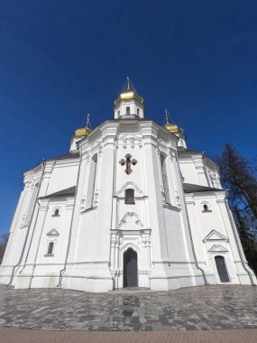 Chernihiv 'deki Catherine Kilisesi. Büyük Şehit Aziz Catherine Katedrali. Antik Ortodoks Kilisesi.
