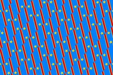 Demokratik Kongo Cumhuriyeti bayrağının renklerinde basit geometrik desen