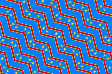 Demokratik Kongo Cumhuriyeti bayrağının renklerinde basit geometrik desen