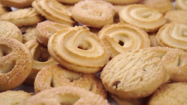 Cookie Urile Unt Închid Într Ambalaj Hârtie Rotație — Videoclip de stoc