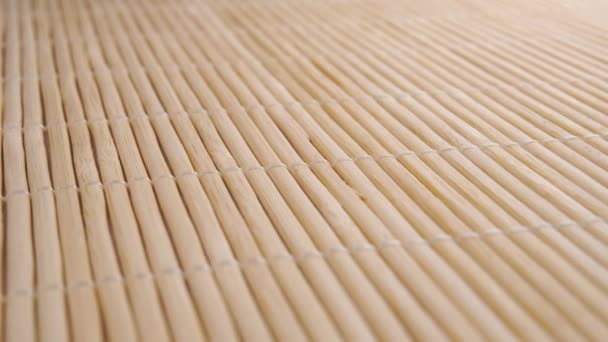 Tapete Bambu Perto Para Sushi Macro Dolly Atirou — Vídeo de Stock