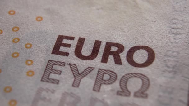 Macro Shot Fifty Euros Super Macro Embossing Euro Banknote Play — Stock Video
