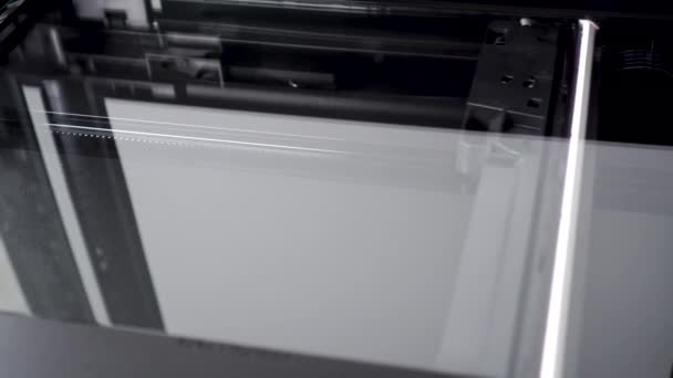 Vérification Fonctionnement Imprimante Scanner Avec Couvercle Ouvert Gros Plan — Video