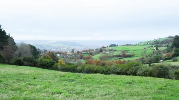 Collines Des Champs Ruraux Automne Dans Campagne Espagne Oviedo Asturies — Video