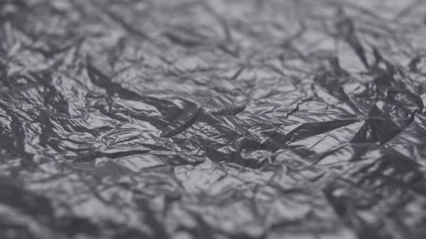 Dark Gray Textured Wrinkled Fragment Garbage Bag Folds Wrinkles Macro — Stock Video