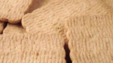 Klasik bisküviler yakın plan. Dokulu yüzey. Makro. Seçici odaklanma. Döndürme
