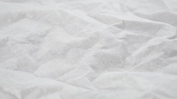 Wrinkled Paper White Facial Tissue Crumpled Texture Close Dolly Shot — Stock Video