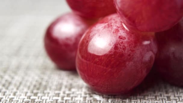 Caída Gotas Agua Uvas Rojas Maduras Cerca Salpicar Cámara Lenta — Vídeo de stock