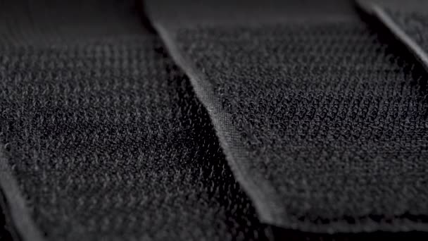 Velcro Cintas Textiles Negras Cerca Material Oscuro Abstracto Texturizado Macro — Vídeos de Stock