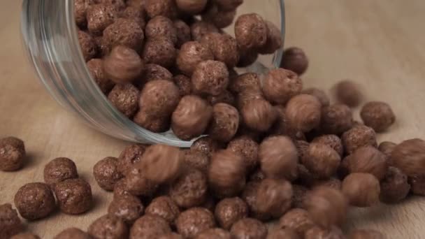 Krokant Bruin Volkoren Chocolade Ballen Voor Een Snel Gezond Ontbijt — Stockvideo