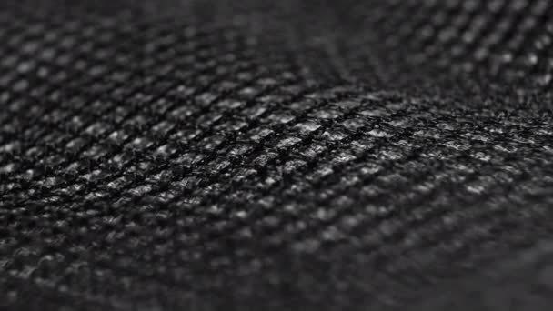Черная Сетка Текстурированной Ткани Синтетической Волнистой Поверхности Макро Долли Выстрелила — стоковое видео