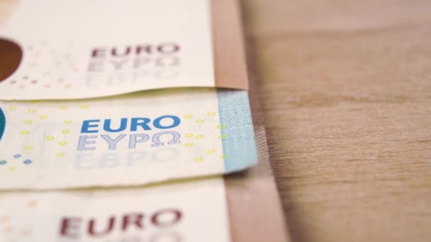 Papier Européen Billets Banque Avec Inscription Euro Fermer Billets Sur — Video