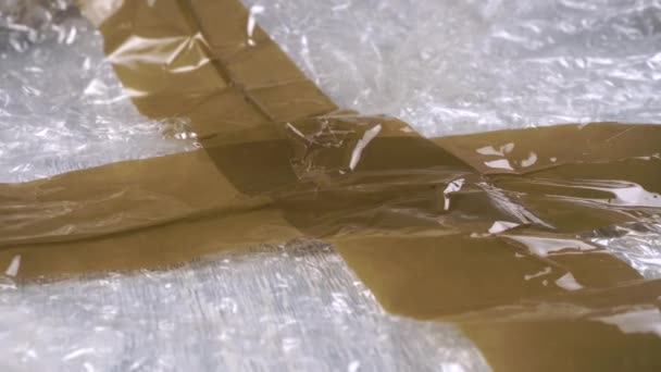 Packing Film Adhesive Tape Parcel Protection Delivery Fragile Cargo Plastic — Αρχείο Βίντεο